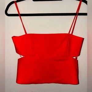 Zara Women's Orange Strappy Crop Top with Cutouts